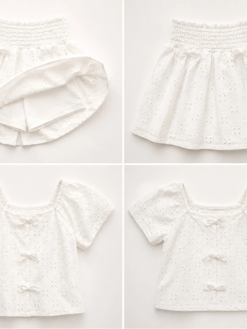 White Eyelet Two-Piece Skort Set Kids
